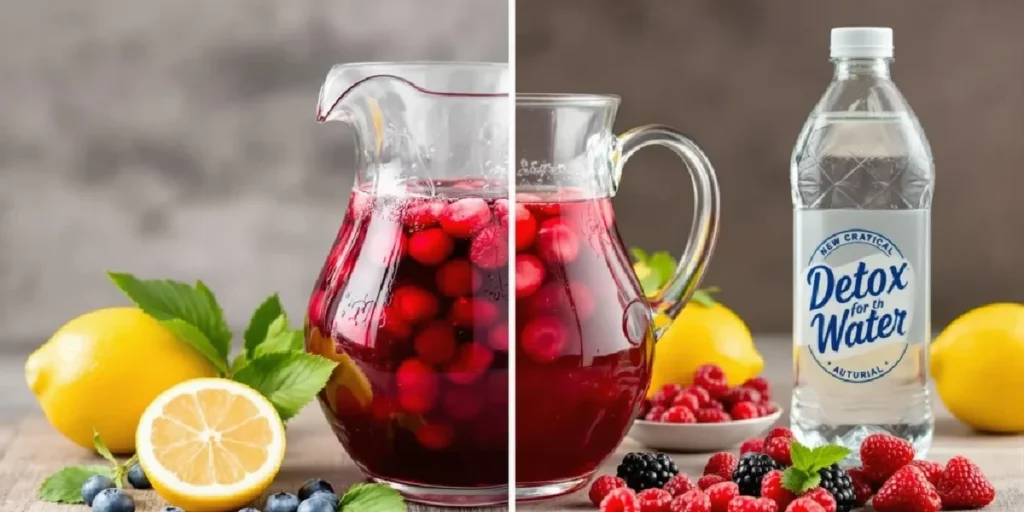 Cranberry juice and detox water comparison with fruits