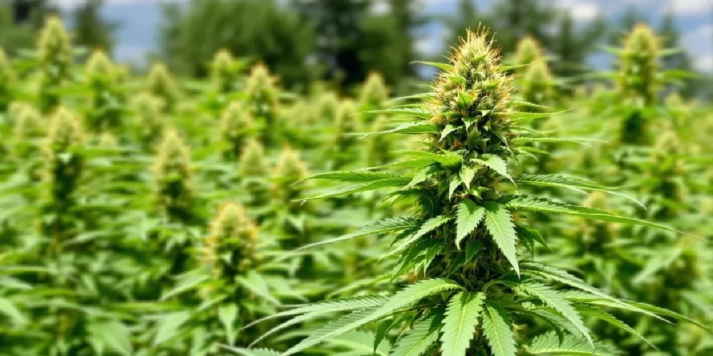 Rare cannabis strain growing in outdoor field