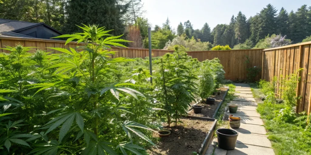 Backyard garden highlighting cannabis seeds Ontario in a natural setting.