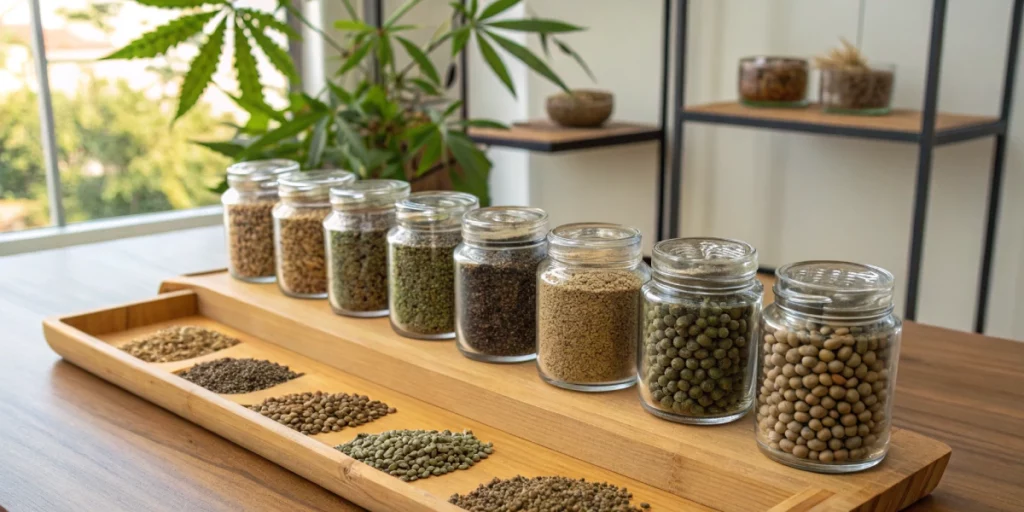 A beginner gardener learning how to choose cannabis seeds in a well-lit indoor environment.