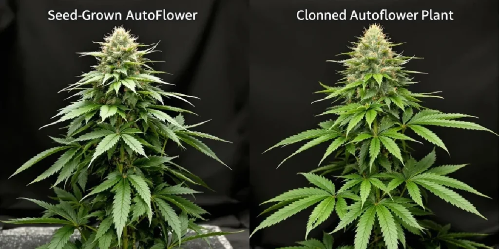 seed grown vs cloned autoflower cannabis plant comparison