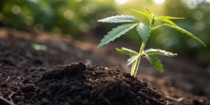 Young cannabis how long from seed to harvest sprouting seedling under natural light