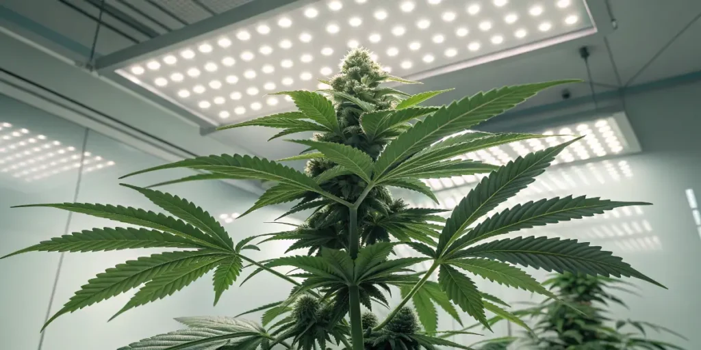 Bubba Slush flowering indoors under LED lighting.