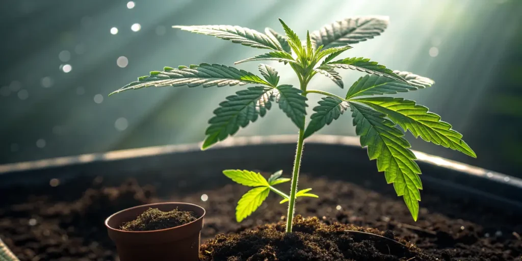 Bubba Slush seedling growing under natural light.