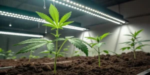 cannabis plants Black Cherry Punch in full bloom inside controlled environment.