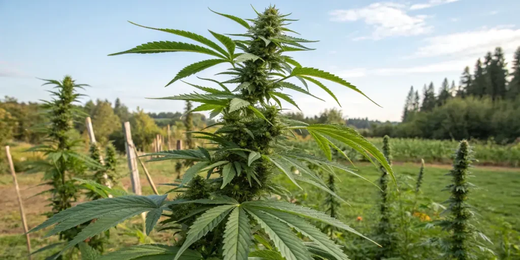 Feminized mint cannabis strains growing outdoors with stable structure and consistent bud development
