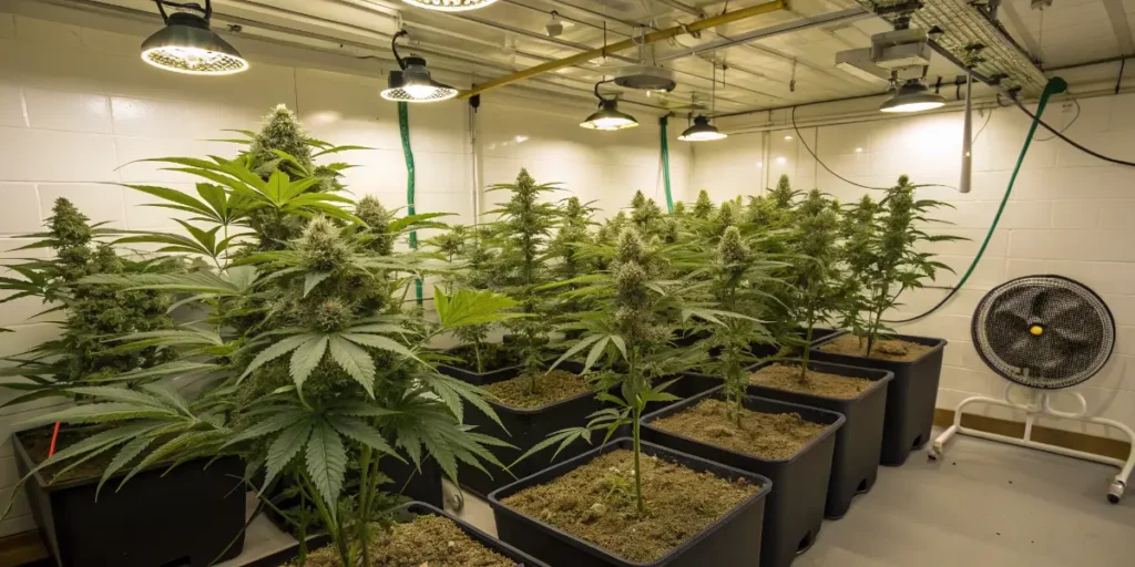 Feminized mint cannabis strains cultivated indoors with uniform plants and consistent flowering