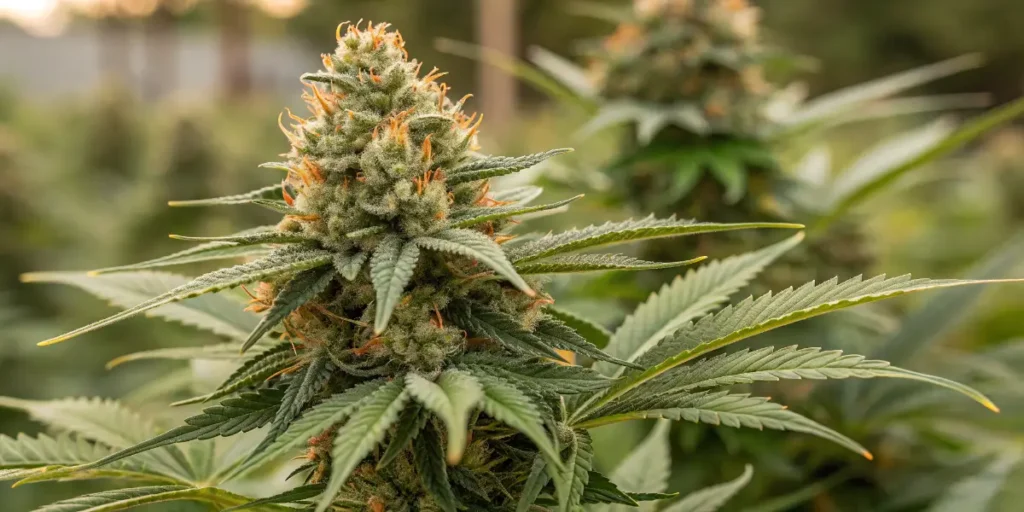 Pineapple Express Auto cannabis bud in large indoor cultivation facility